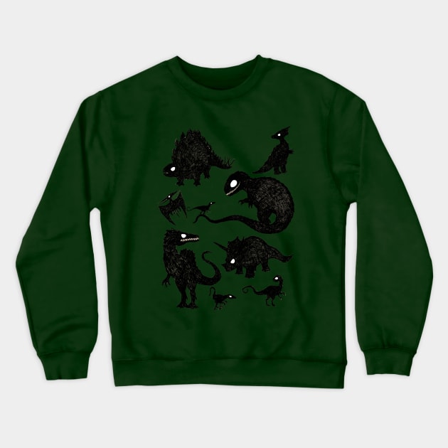 Silhoutted Dinosaurs Crewneck Sweatshirt by djrbennett